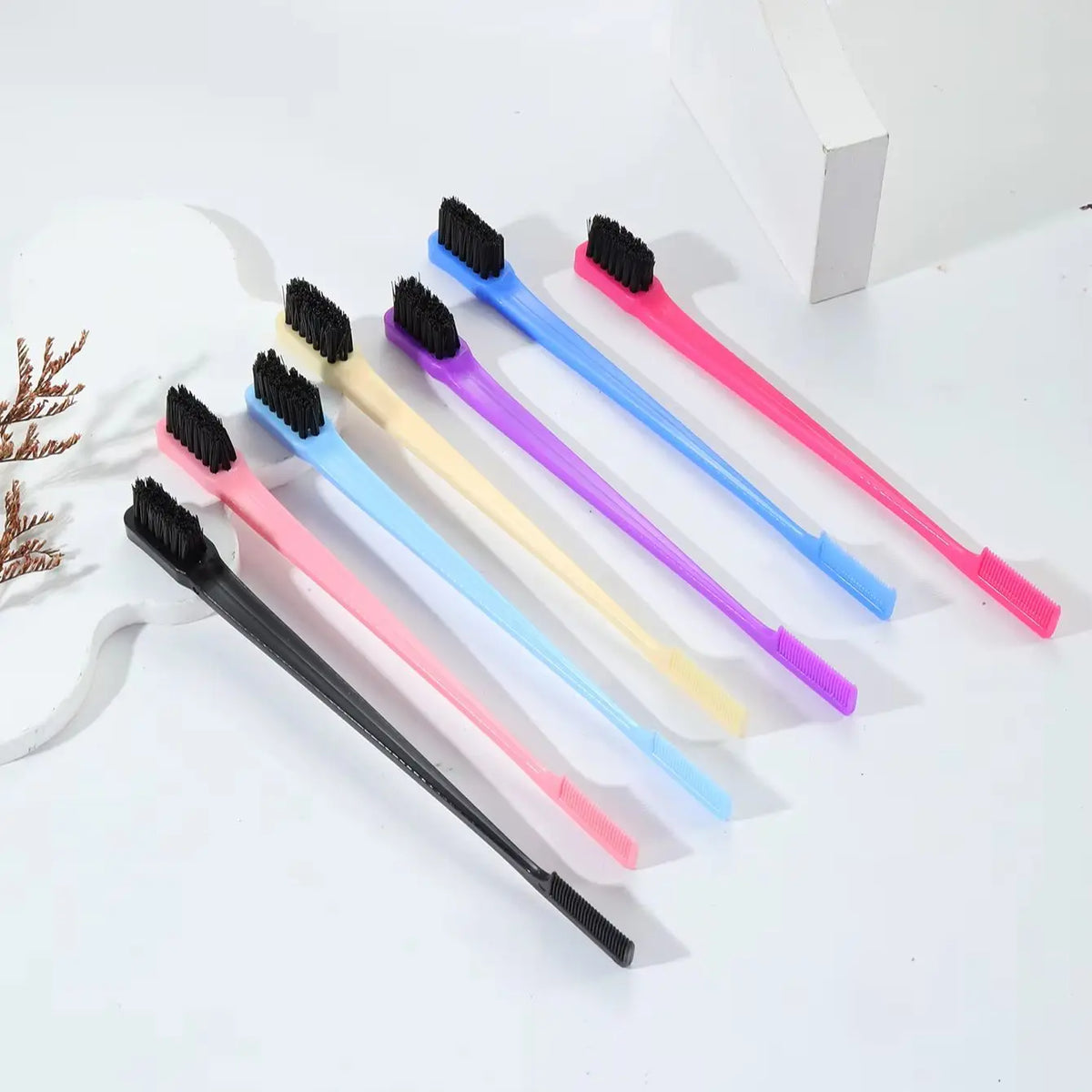 Hair Edge Brush Comb 2-in-1, Double-Sided Edge Control Brush with Comb