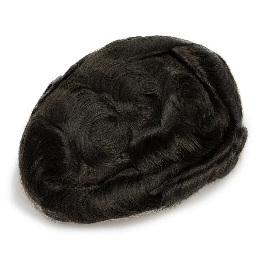 Men Toupee V Loop 0.06-0.08mm Thin Skin Human Hair Replacement System for Men Natural Hairline Wig Man Male Hair Prosthesis