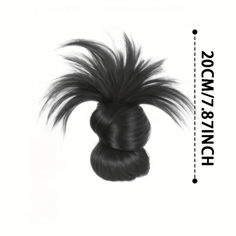 8Inch Elegant Synthetic Half-tie Hair Bun With Claw Clip Lazy Women's Chicken Feather Bun Wig Low Ponytail with Floral Accents