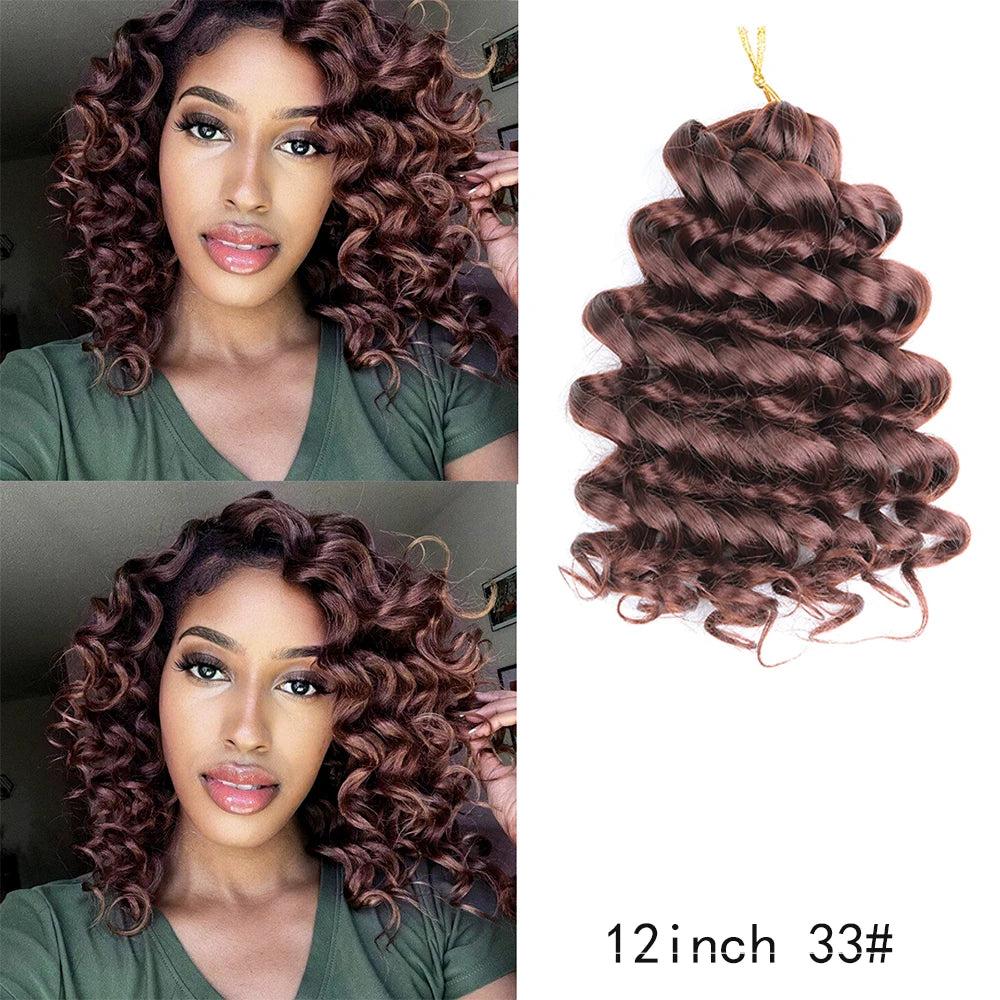 12inch Synthetic Italian Curls Braids Hair Crochet Loose Extensions Boho Deep Wave