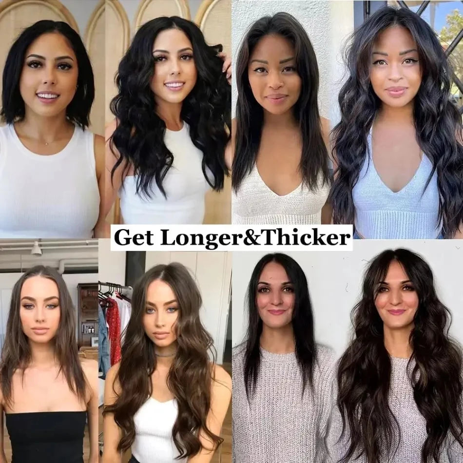 Clip in Hair Extensions Chestnut Brown Double Weft Thick 120G Silky Straight