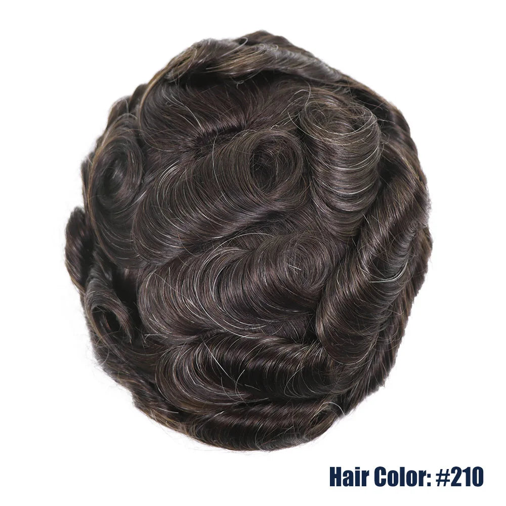 Lace Front & PU Toupee Natural Hairline Hair Prosthesis Human Replacement System