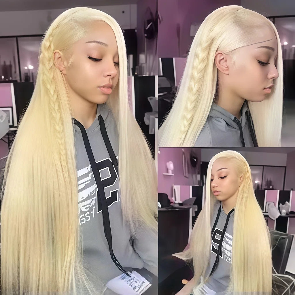 250% Density 613 Blonde Bone Straight Human Hair Wig, 13x4 & HD
