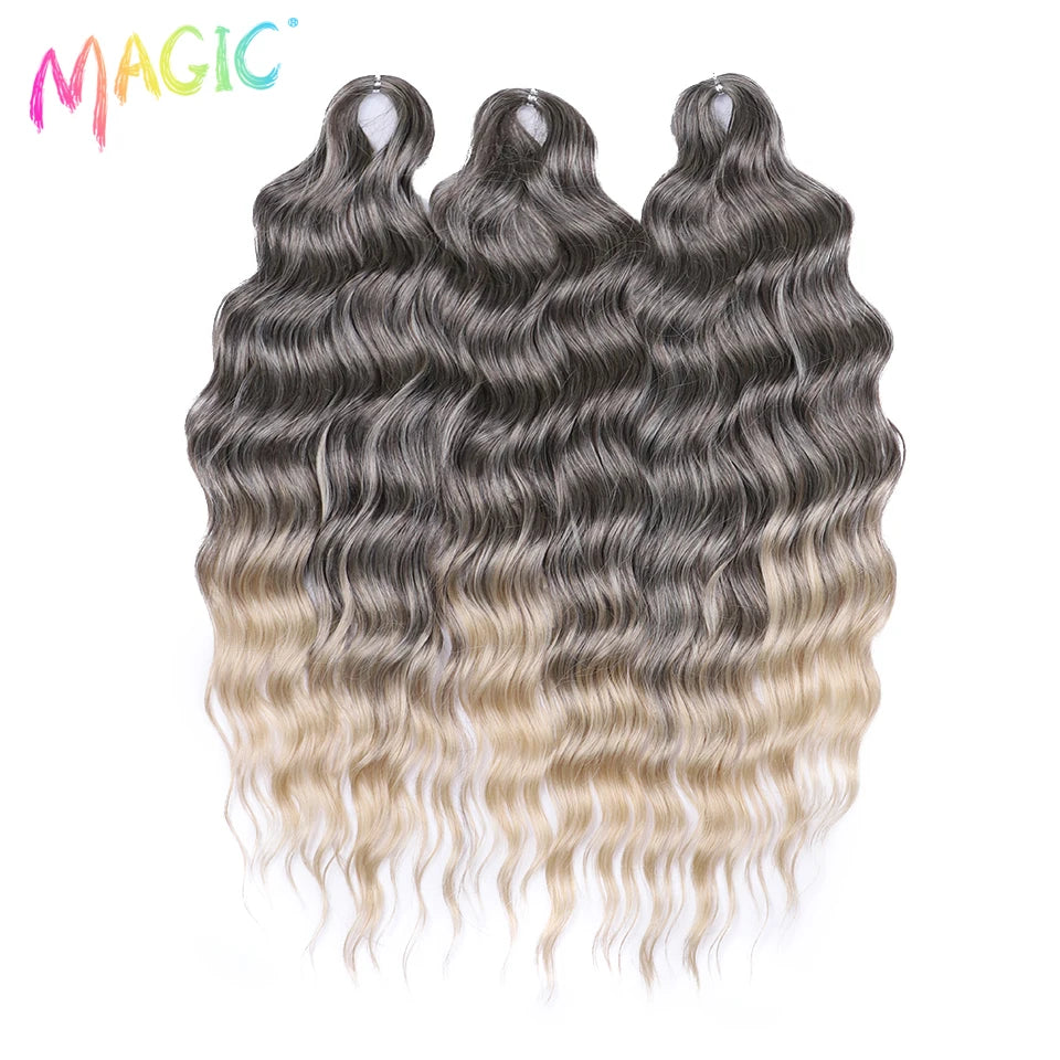 Water Wave Braiding Hair Extensions Ombre Blonde Deep Afro Curl Twist Crochet