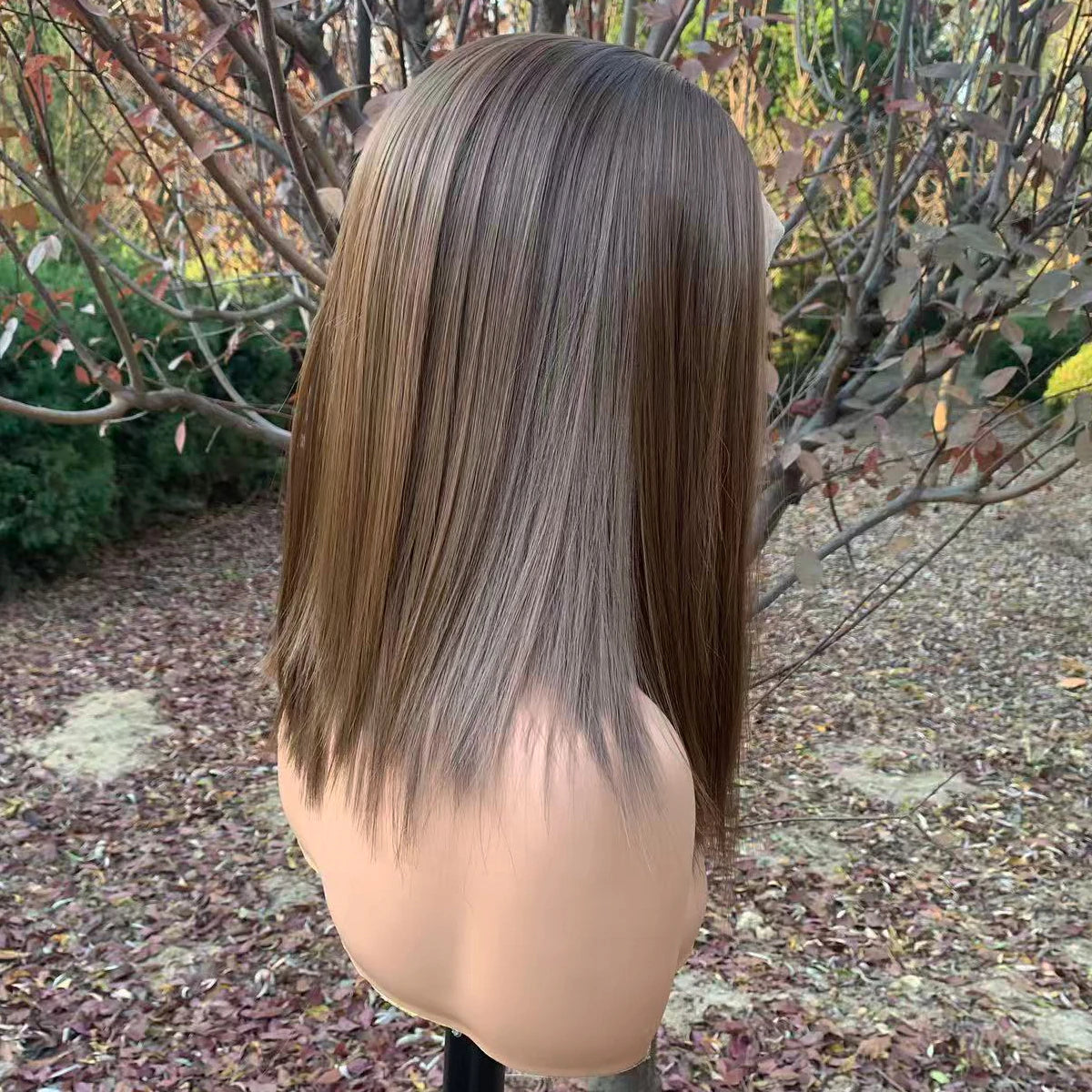 Light Brown Bob Wig, 13x4 Glueless Synthetic Lace Front 150%Density 14inch Short