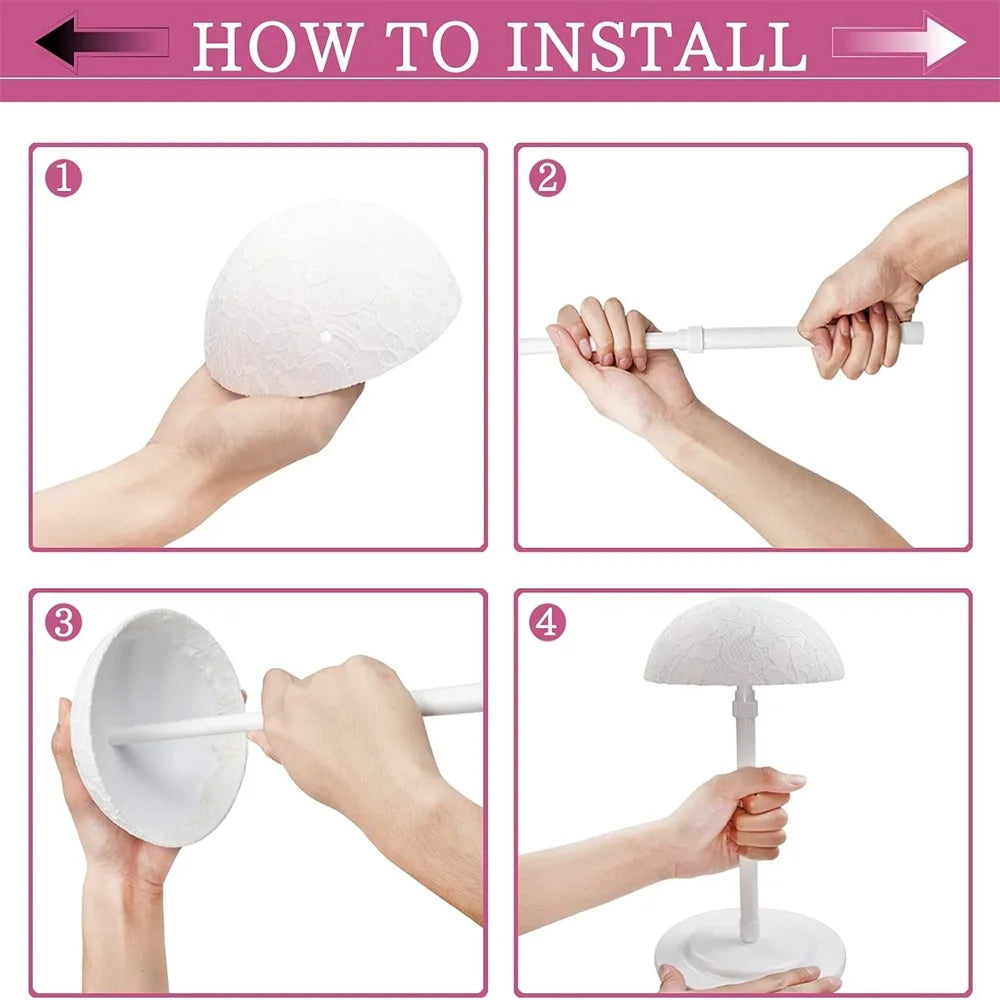 Wig Stand Adjustable Height Portable Holder Stands Non-slip Head Holders Sturdy Plastic