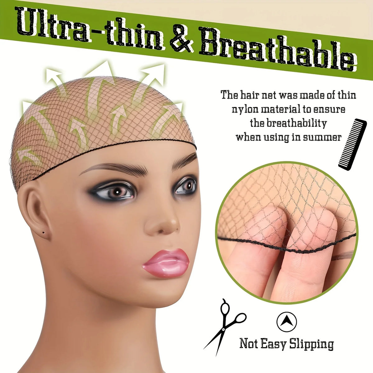20/50/100pcs Hair Net 20 Inch Hair Net Elastic Invisible Stretch Net for Catering Service, Ballet Bun, Sleeping, Women and Wigs