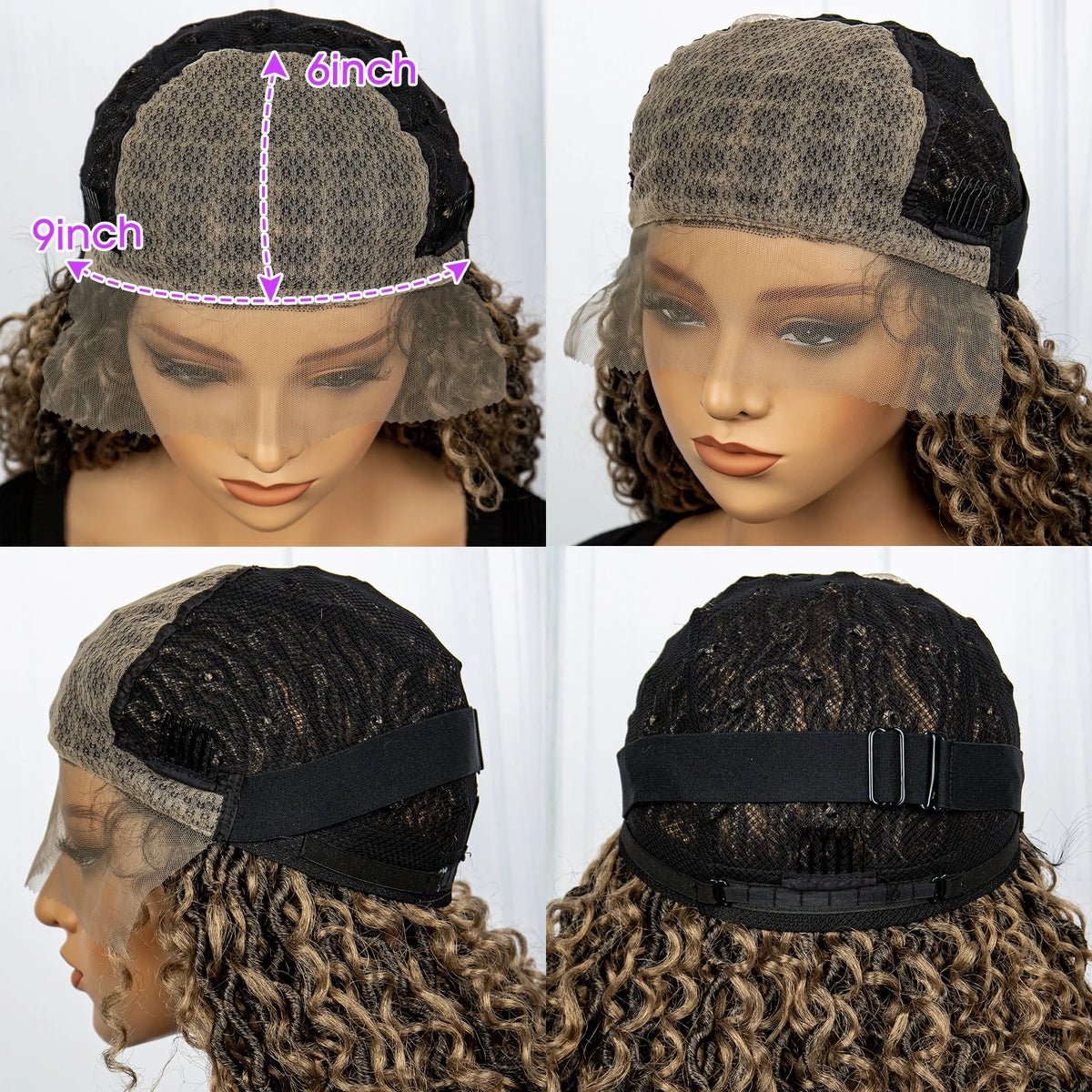 Faux Locs Braided Wigs Synthetic Dreadlock Curly Ends 26inch Lace Front Knotless