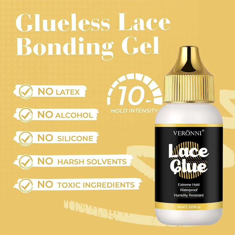 38ml Lace Wig Glue,Strong Hold Waterproof Invisible Adhesive For Lace Front Wigs & Toupees,Sweat-Resistant Long-Lasting Bonding