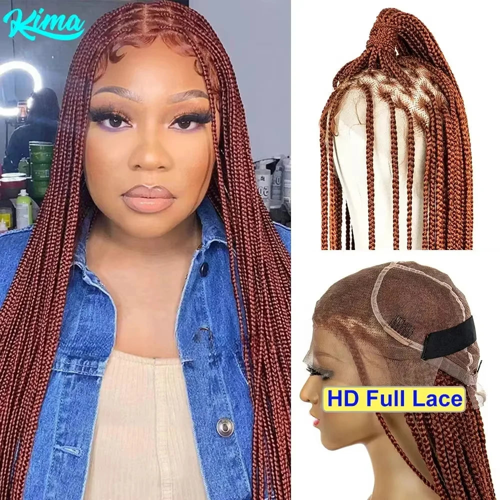 Synthetic Transparent HD Full Lace Braided Wigs Crochet Braid Braiding Hair Knotless