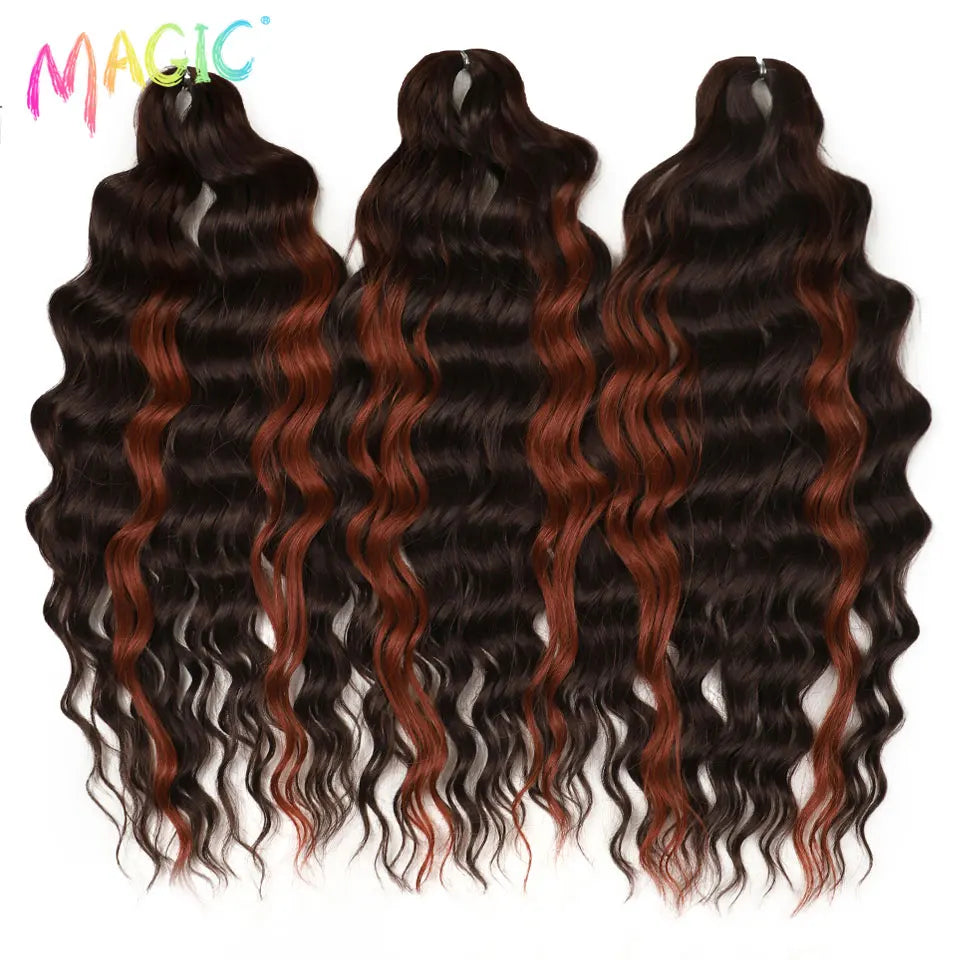 Water Wave Braiding Hair Extensions Ombre Blonde Deep Afro Curl Twist Crochet