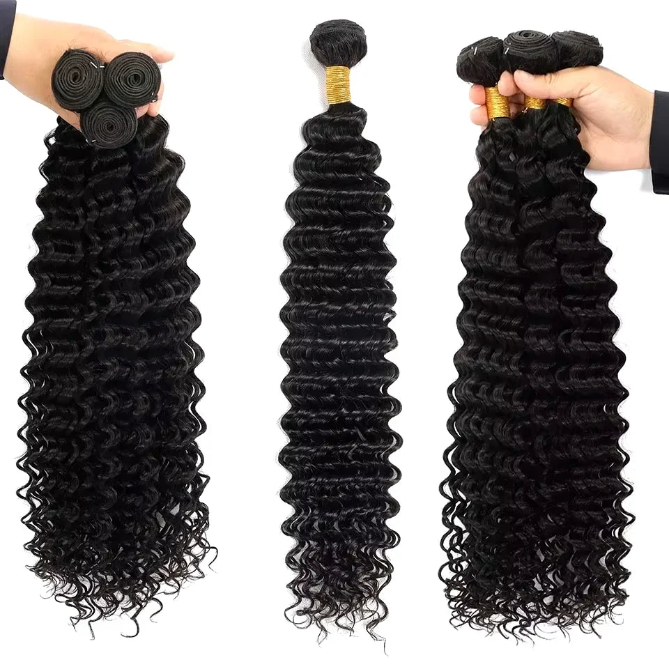 Burmese Raw Curly Human Hair Bundles Deep Wave Sew in Quickly Weave