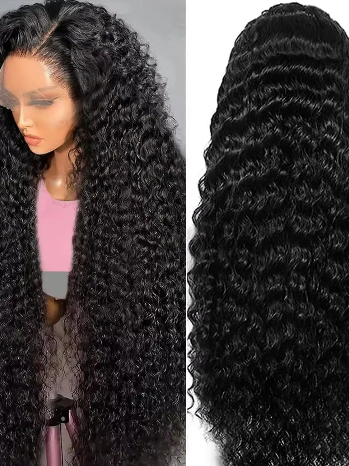 Deep Wave 13x6 Lace Front Human Hair Wig, 200% Remy Curl Glueless