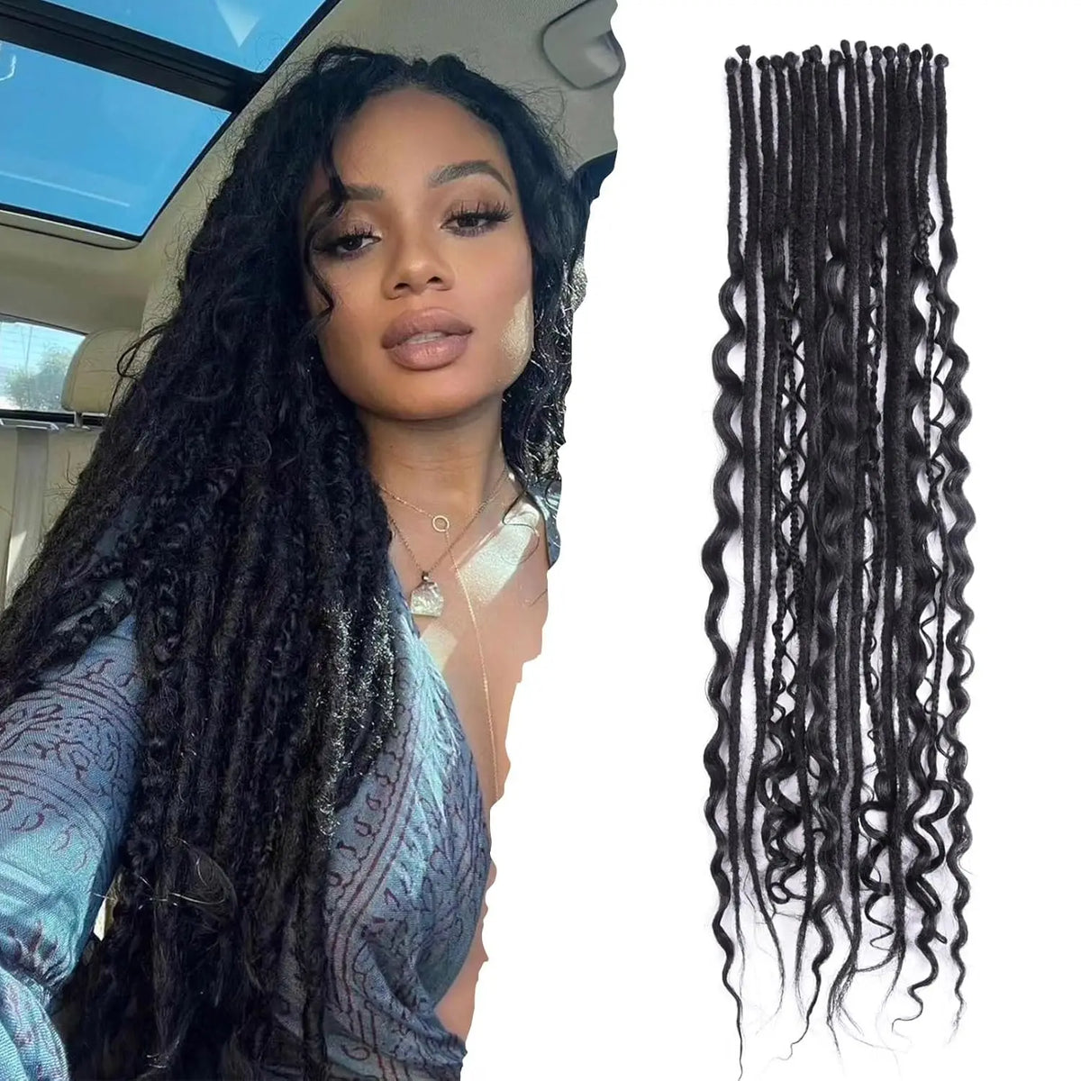 Synthetic 16Strands/Lot SE Dreadlocks Braids 24 Inch Hair Extensions, 3 In 1 Mixed Hippie Style Single End Dreadslocks