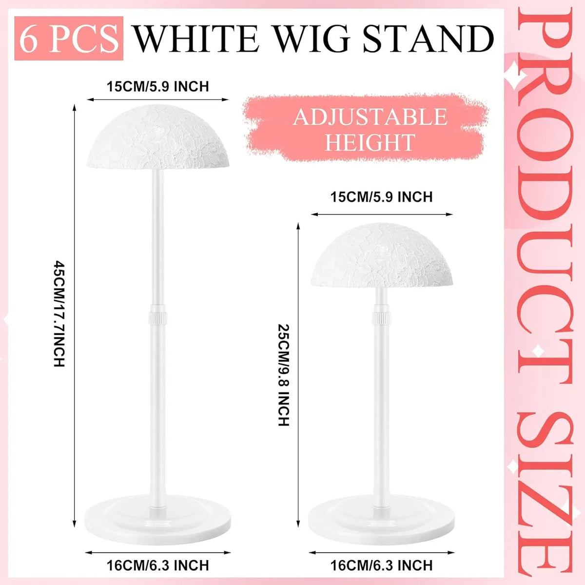Wig Stand Adjustable Height Portable Holder Stands Non-slip Head Holders Sturdy Plastic