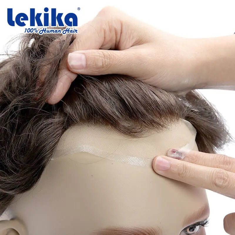Swiss Lace Toupee Ultra Delicate AIR-Lace Male Hair Prosthesis Breathable 90 Density Hair Toupee Men Full Lace Men's Wig