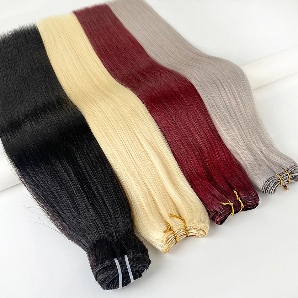 Remy Raw Straight, 100% Real Human Hair Bundles Salon Natural Extension Super
