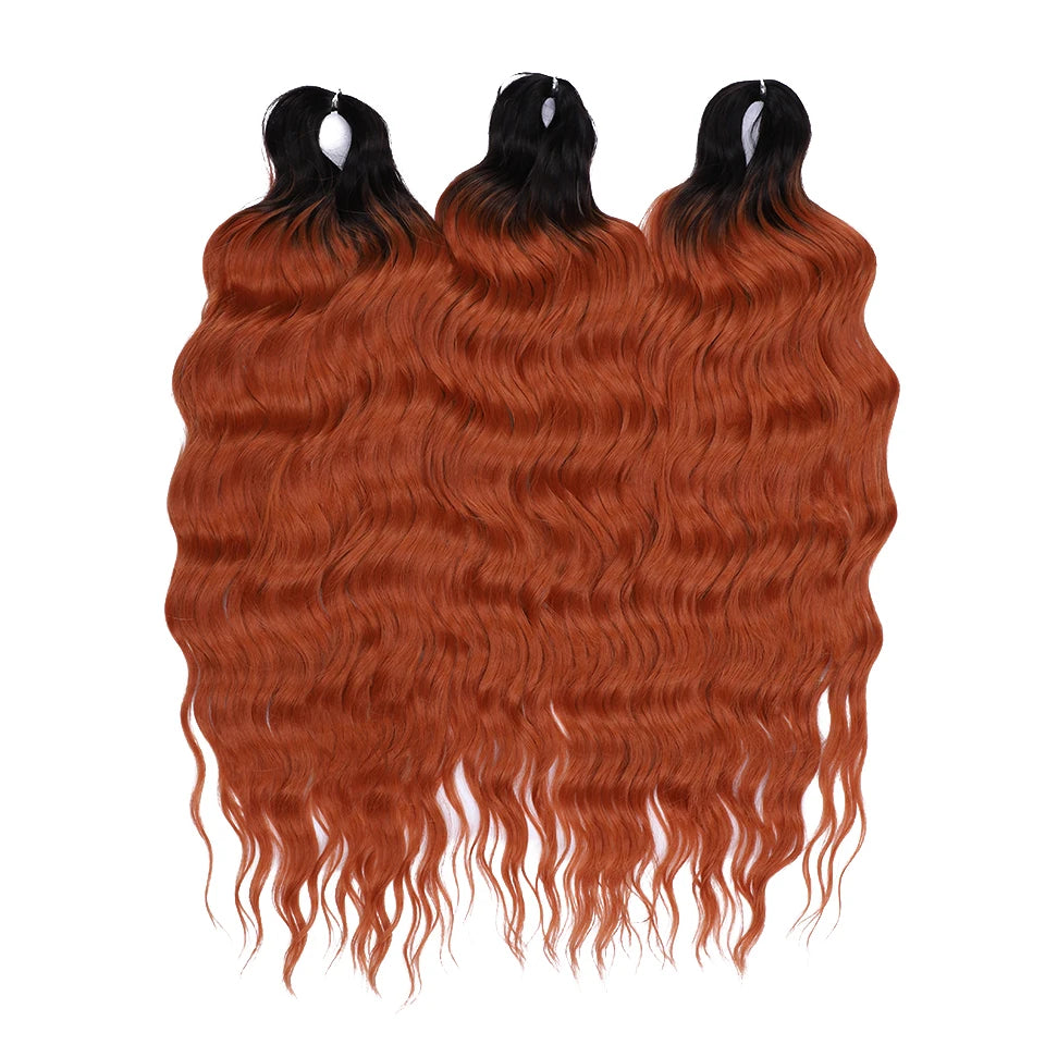 Loose Deep Wave Synthetic Braiding Hair Extensions - 24 Inch Water Wave, Ombre Blonde Twist Crochet
