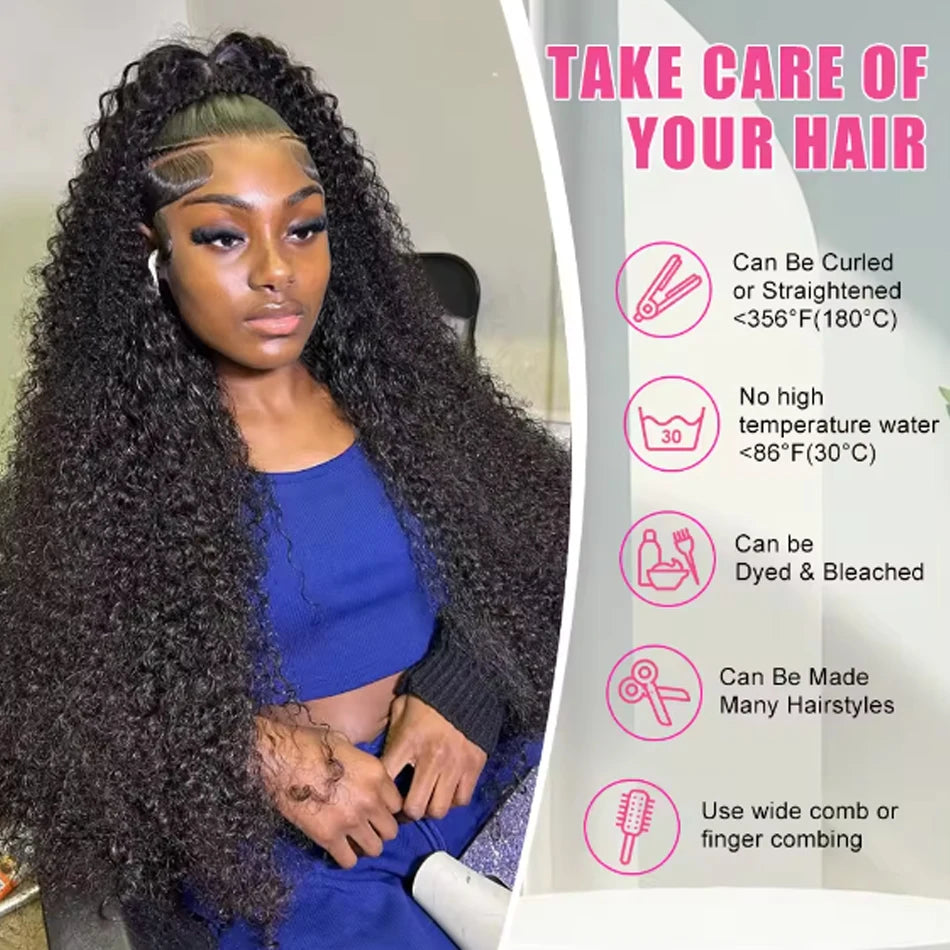 13x6 Glueless Density Brazilian Deep Wave Curly HD Lace Frontal Human Hair