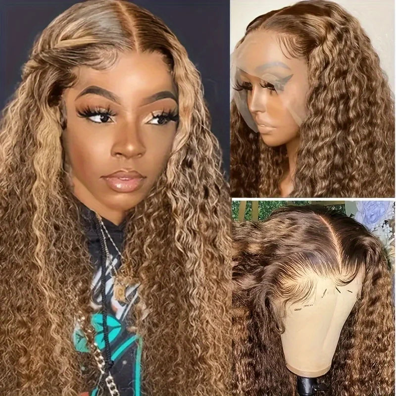 13x4 HD Lace Frontal Wig P427 Highlight Human Hair Water Wave Front