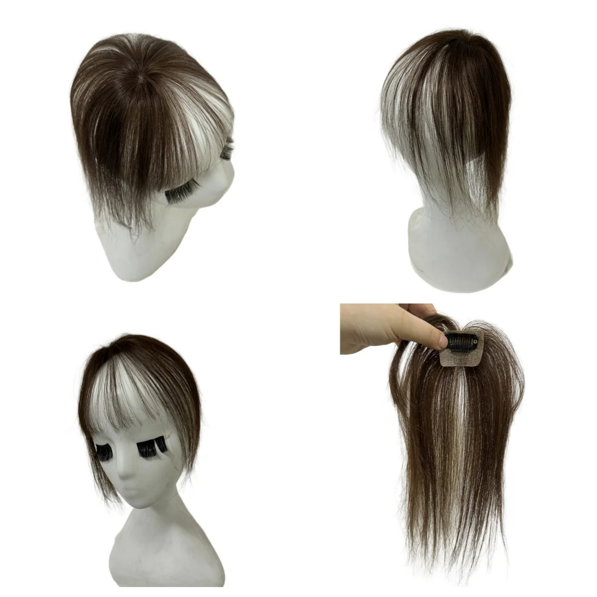 100% Human Hair Bangs Fringe Straight Toppers Wispy Natural Scalp False Loss