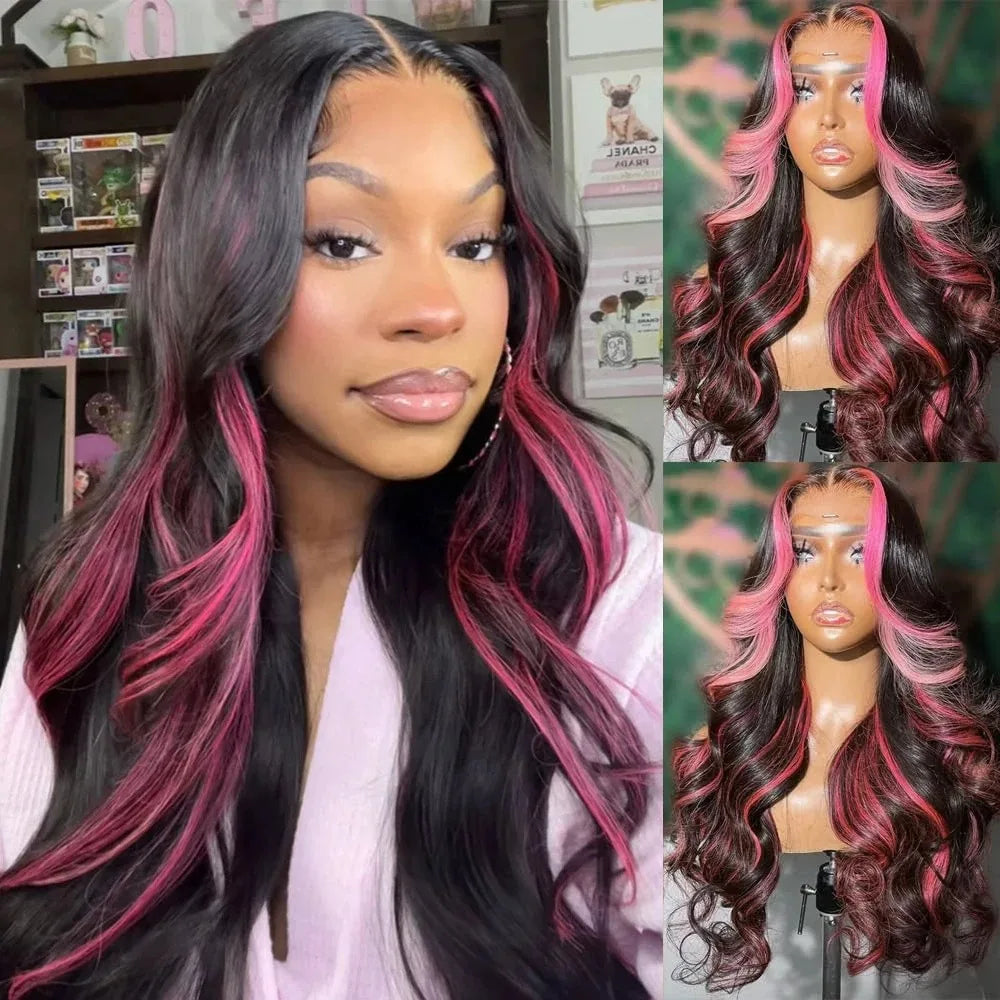 180% Density Brown Roots Ash Blonde Body Wave Lace Frontal Wig, 13x4, Ombre, Synthetic Blend