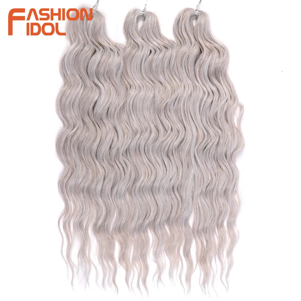 Loose Deep Wave Synthetic Braiding Hair Extensions - 24 Inch Water Wave, Ombre Blonde Twist Crochet