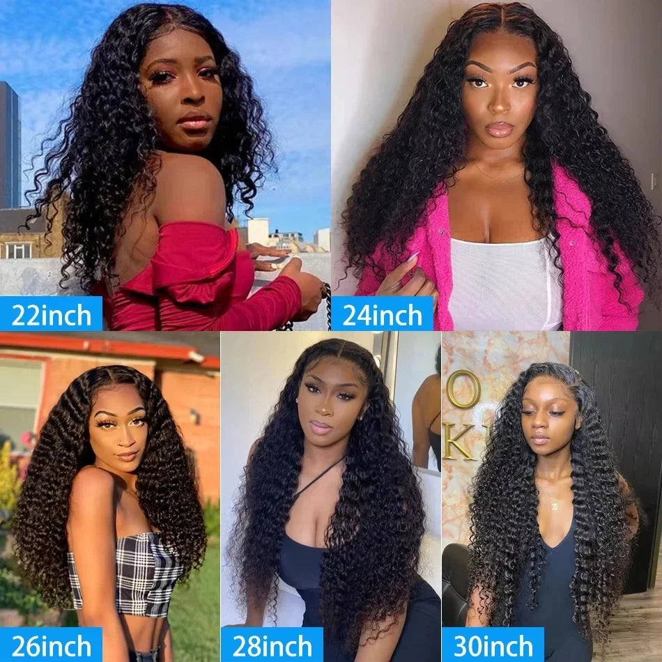 Density Deep Wave Human Hair Lace Front Wig, 13x6 HD Transparent Frontal