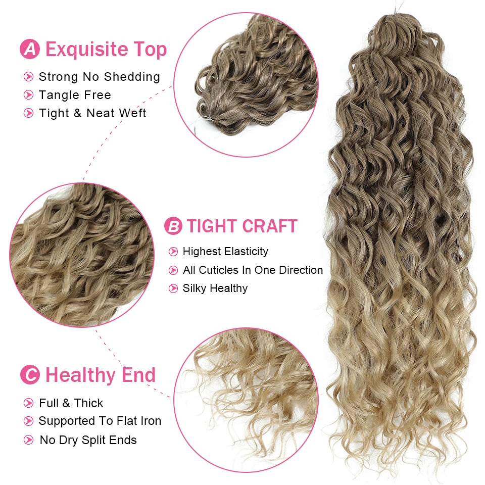 Synthetic Hair Deep Wave Twist Crochet Braid Afro Curl Ombre Blonde Pink