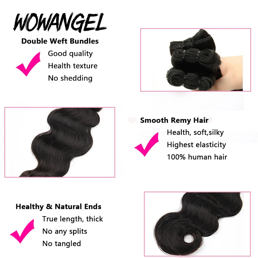 Body Wave Human Hair Bundles, Brazilian Remy, Virgin