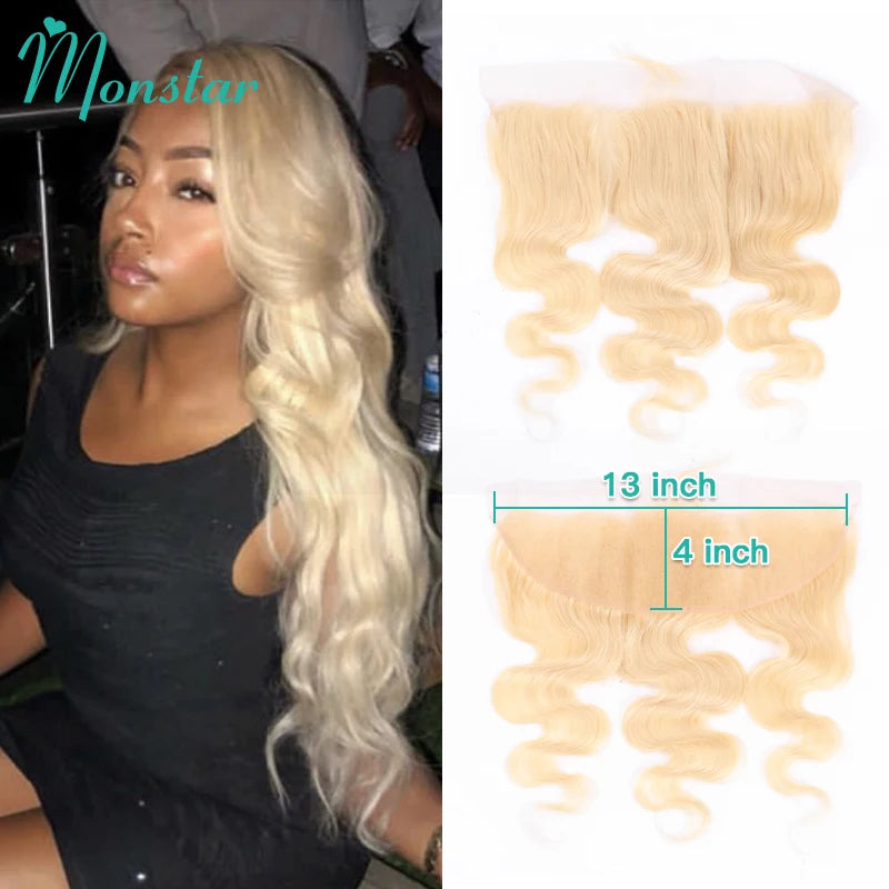 613 Blonde Body Wave, 13x6 HD Lace Frontal Preplucked Brazilian Remy Human