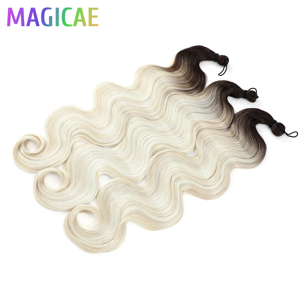 300G 26Inch Ombre Grey Crochet Braids Body Wave Light Brown Highlight Sp4/27/613