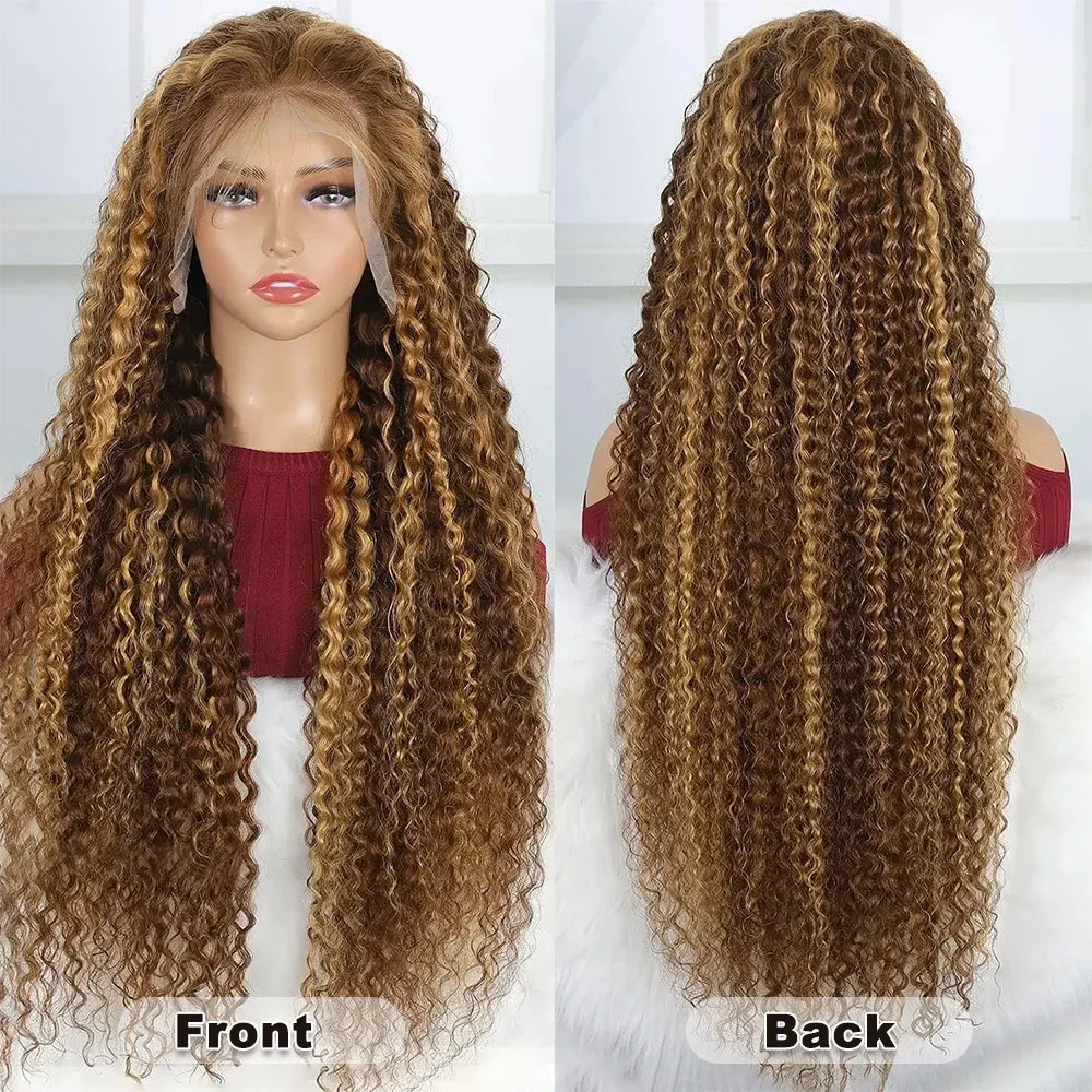 13x4 HD Lace Frontal Wig P427 Highlight Human Hair Water Wave Front