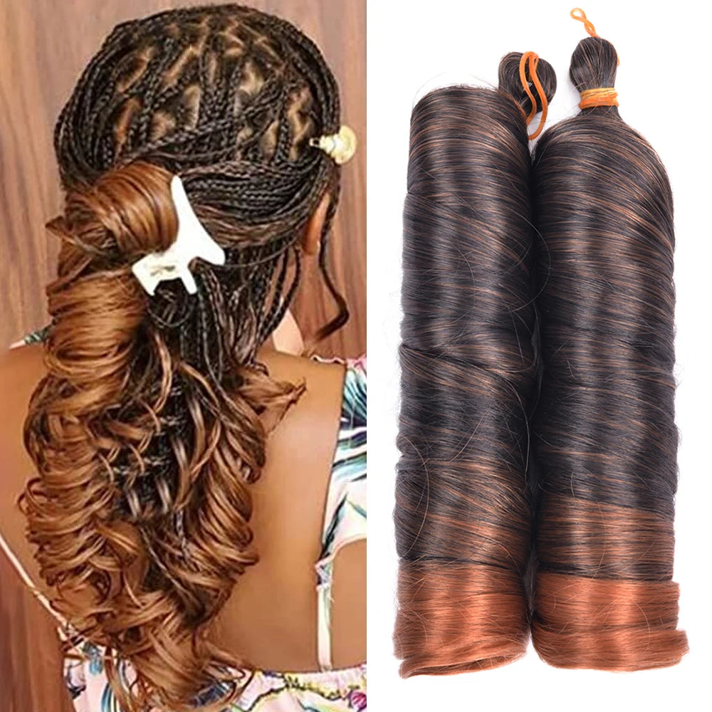 French Curls Braiding Hair Extensions - Synthetic Loose Wave Spiral Curl, High Temperature, Ombre Pre-Stretched