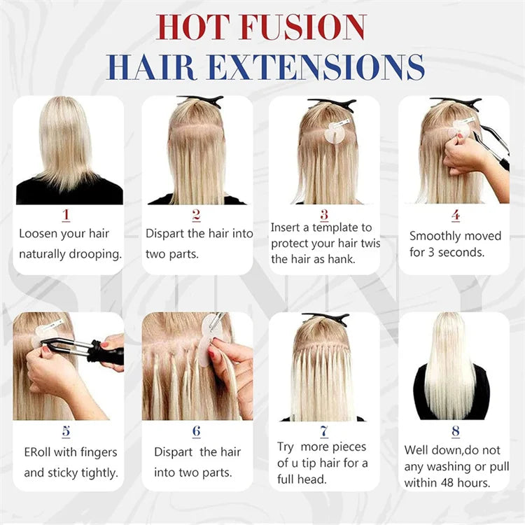 Human Hair Flat Tip Extension Remy Hair18-30inch Real Silky Straight Black Brown
