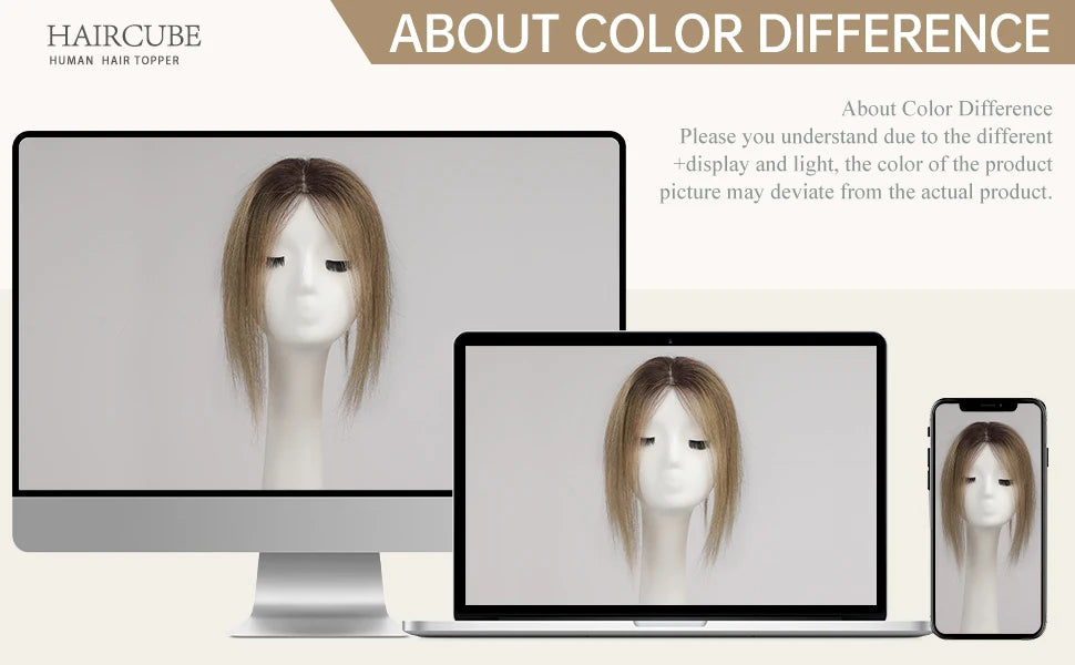 Light Brown Ombre Middle Part Lace Front Topper, 100% Remy Human Hair