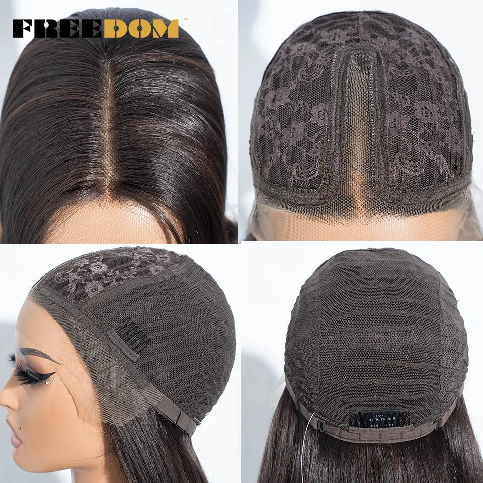 Straight Synthetic Lace Front Wigs Long Bangs Ombre Brown Blonde Highlight Cosplay