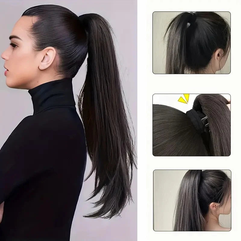 16Inch/20Inch Synthetic Wig Female Slightly Curver Ponytail Hair Extension Claw Clip in Ponytail Hairpice