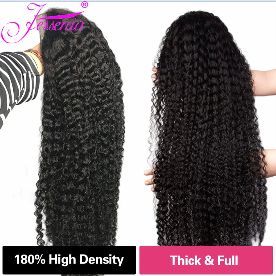 13x6 Glueless Density Brazilian Deep Wave Curly HD Lace Frontal Human Hair