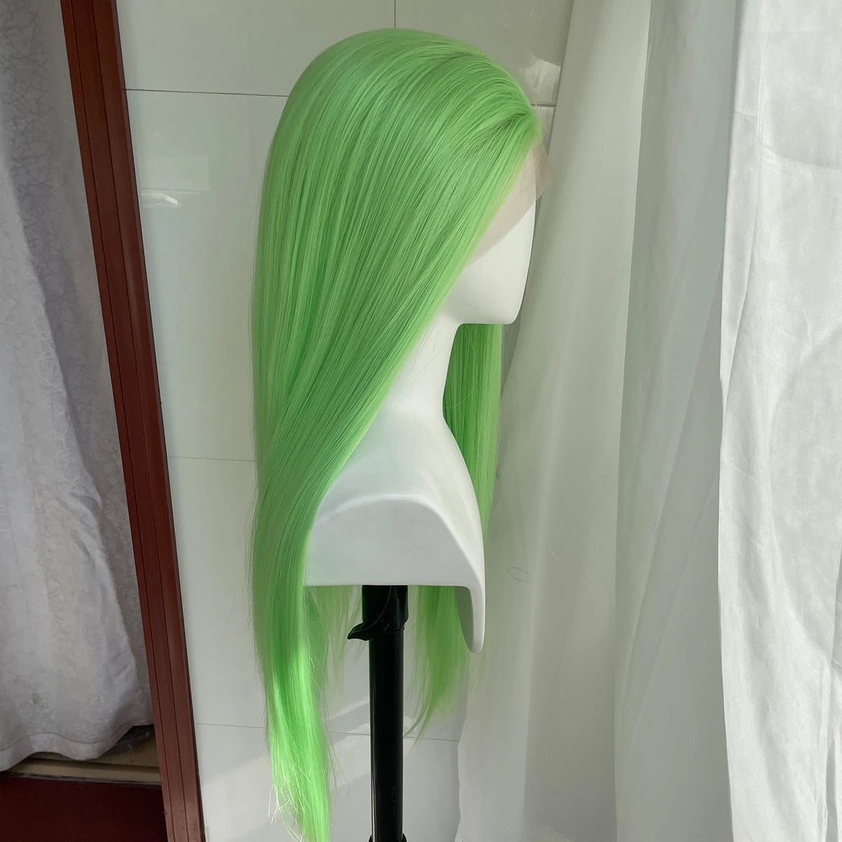 Light Green 13x4 Synthetic Lace Front Wig Long Straight Glueless Heat Resistant