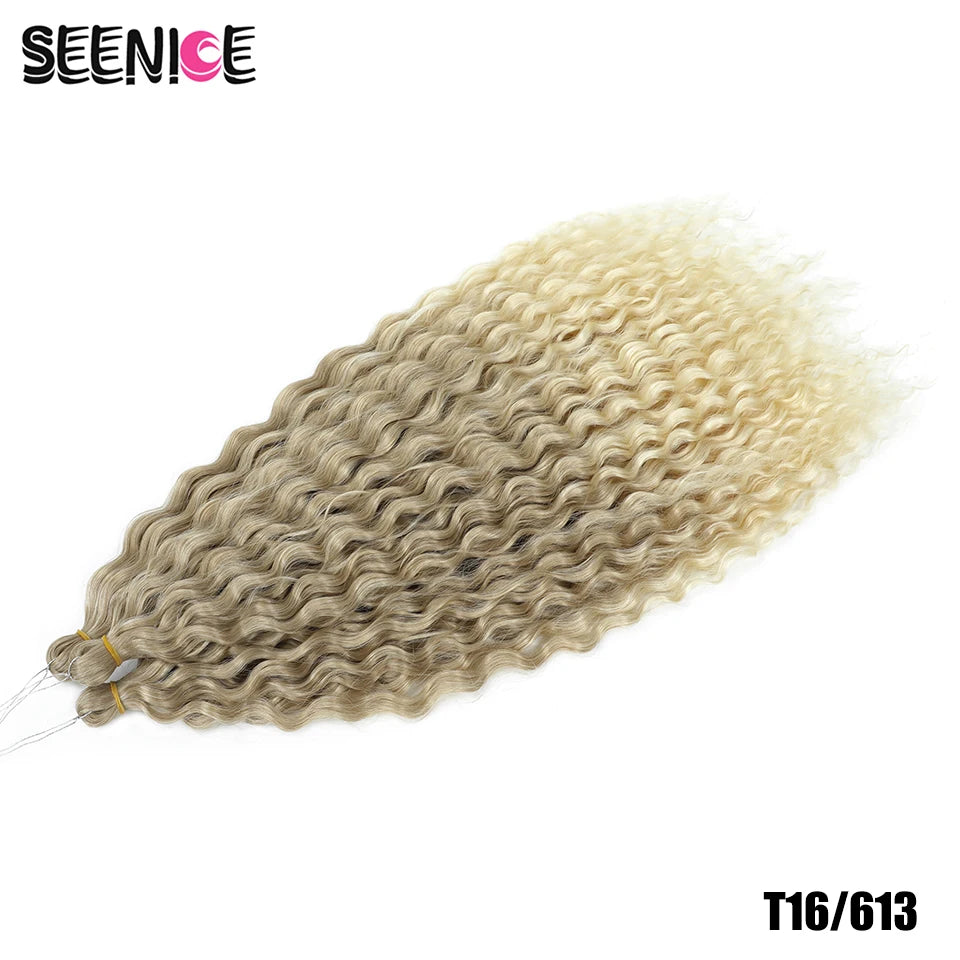African Curls Synthetic Water Wave Twist Crochet Braiding Hair, Afro Curl, Ombre Blonde Pink Deep Wave