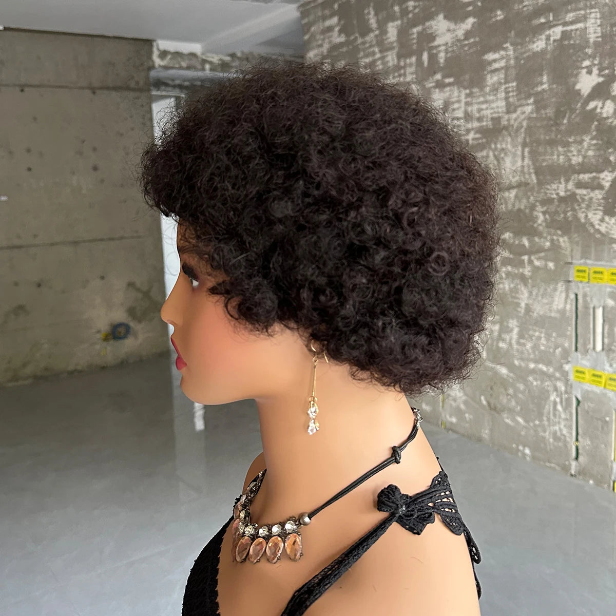 Short Afro Kinky Curly Wigs Human Hair Brazilian Full Machine Made