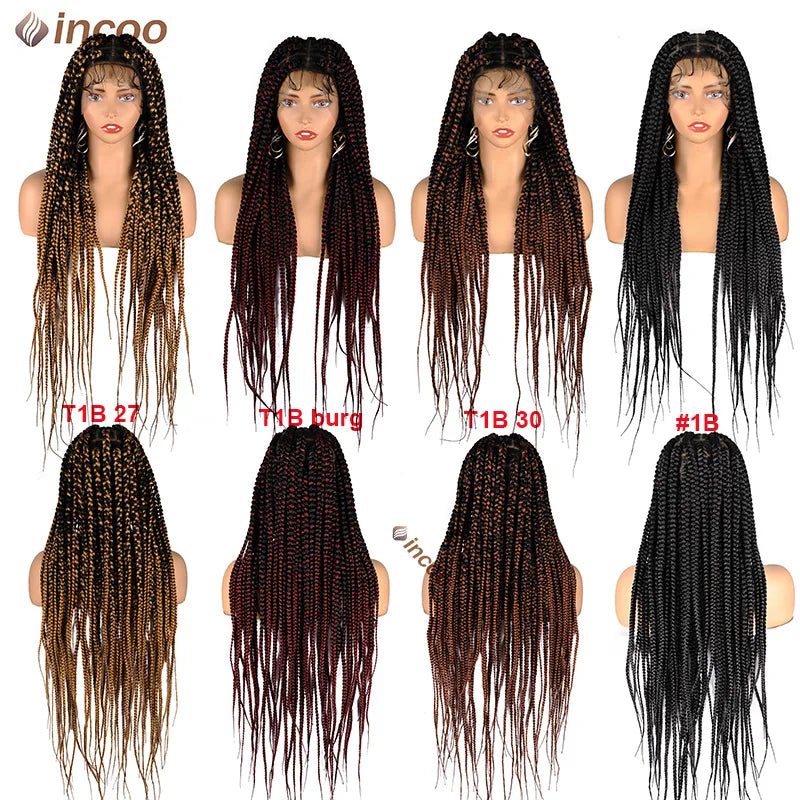Synthetic Large Box Braided Wigs Jumbo Knotless Full Lace Front Tribal Braids