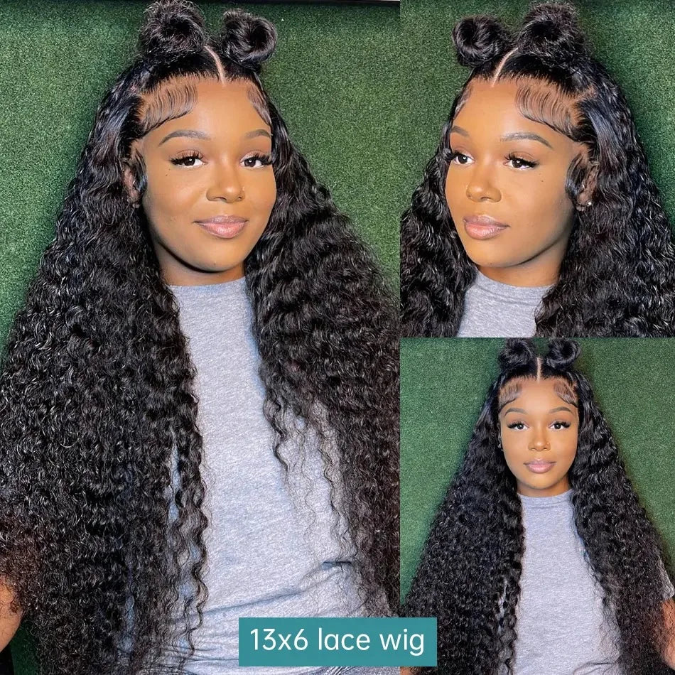 13x6 HD Transparent Lace Front Human Hair Wigs Raw Indian Water Curly
