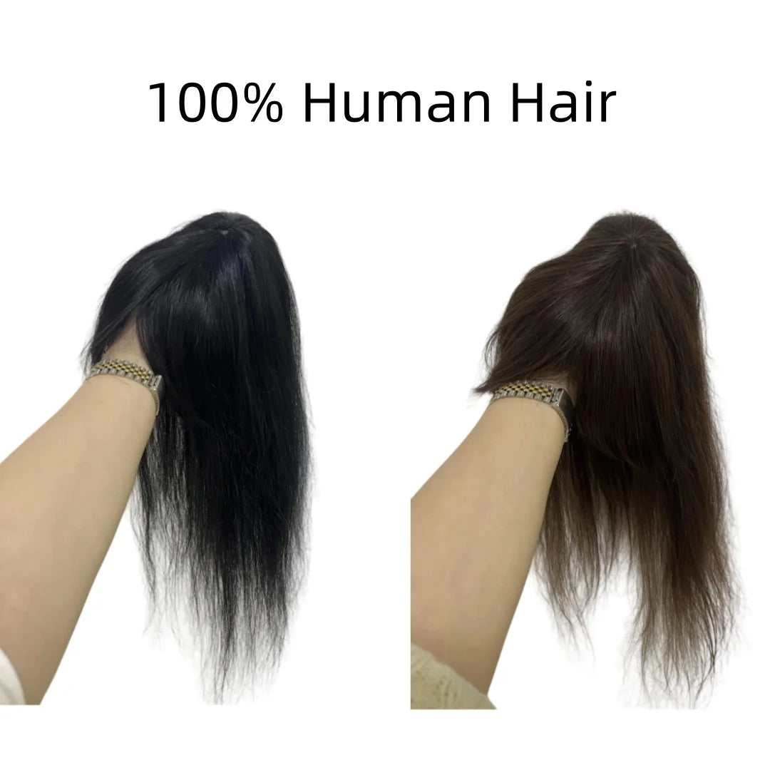 Thick Human Hair Toppers Doll Bangs Long 45cm 60g Heavy Natural Hairpiece