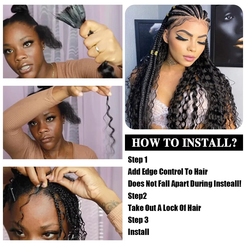 Deep Wave Bulk Human Braiding Hair for Boho Braids - Brazilian Virgin, 14 Inch, 100g (2 Bundles)