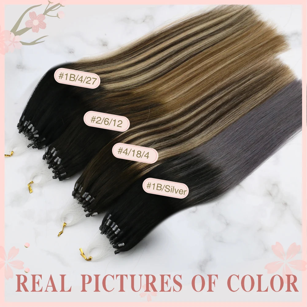 Micro Loop Human Hair Extensions Balayage Blonde 50Gram/Set 1G/S Natural Link Fusion