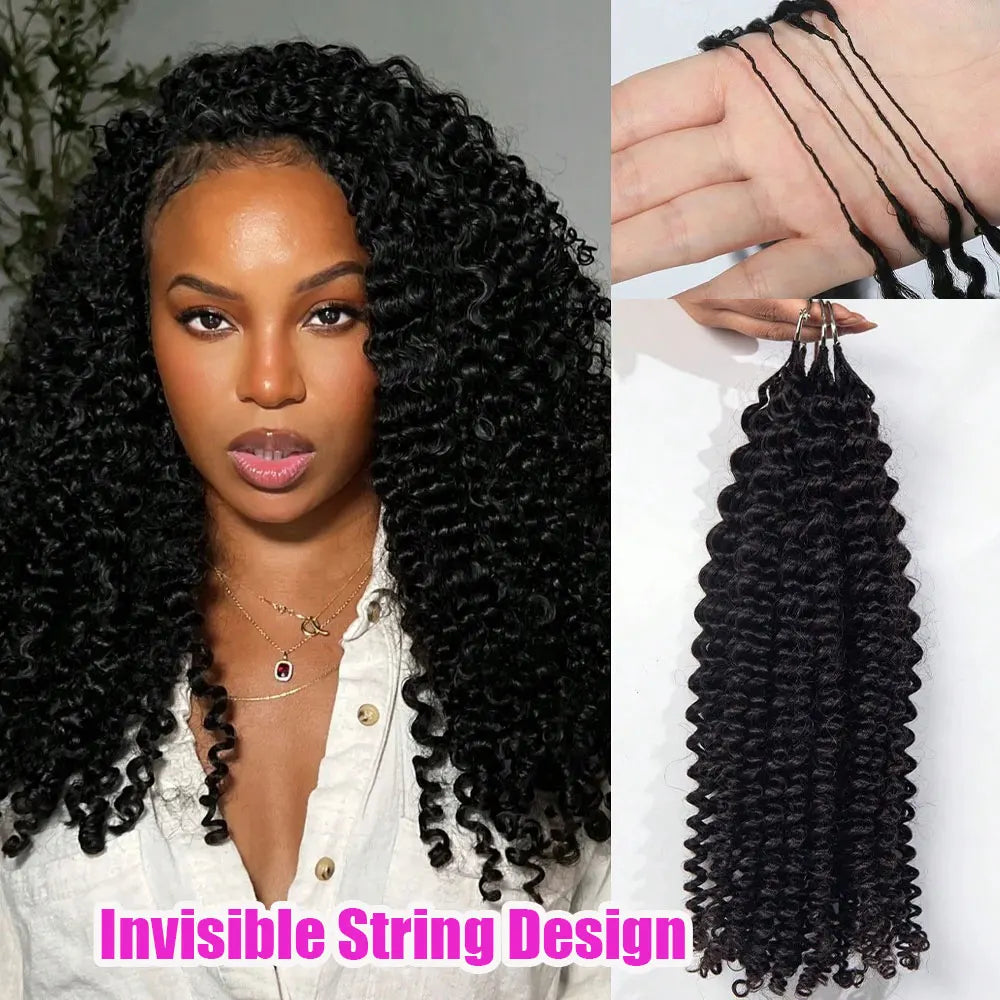 300g Burmese Kinky Curly Crochet Human Hair Knots Feather Extensions Invisible Knotless