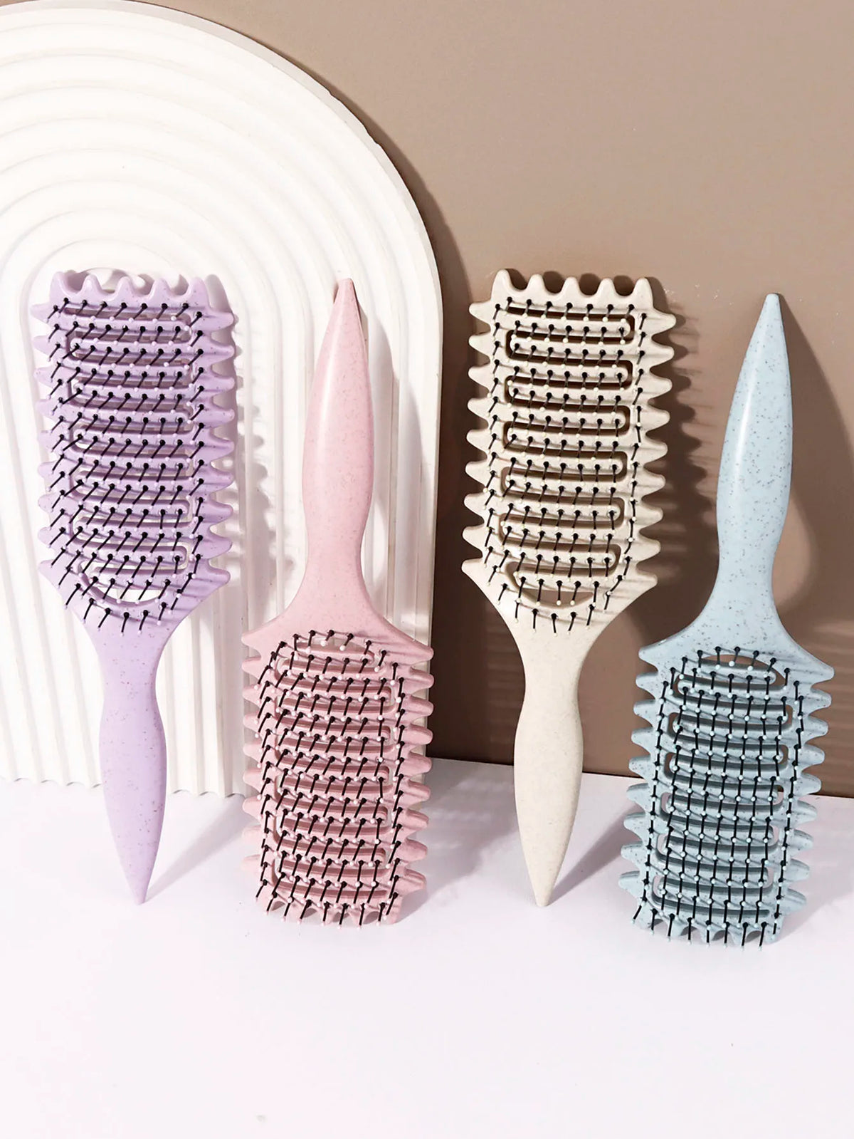 Curling Styling Brush, Hollow Massage Comb, Nylon Bristles, ABS Handle, Comfortable Grip