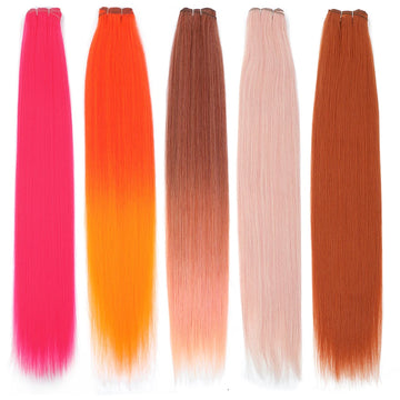 Orange Bone Straight Hair Bundles 24-32 Natural Weaving Bio Synthetic Bug Fancy